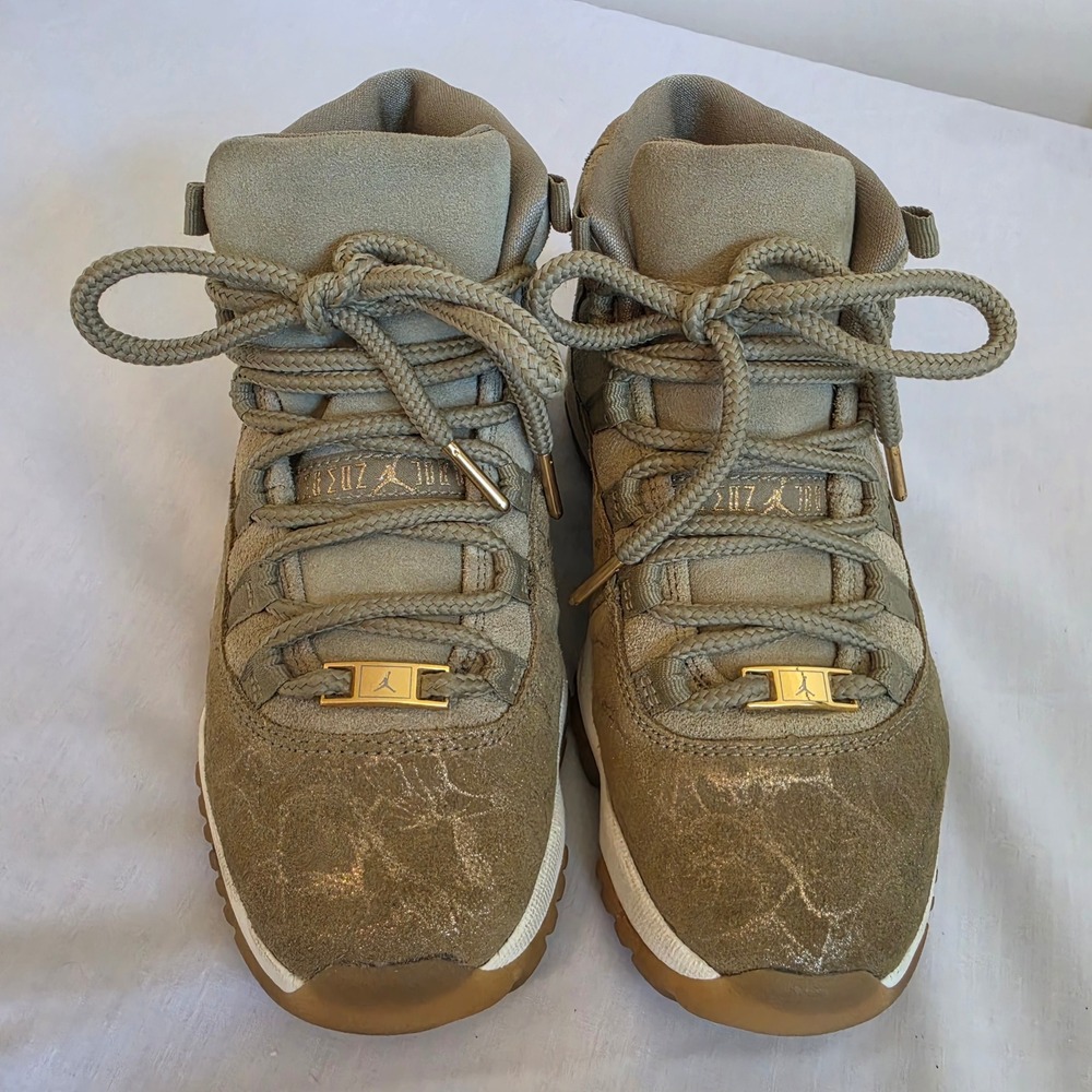 Jordan 11 Retro Premium Heiress Neutral Olive Gold Womens Sneaker